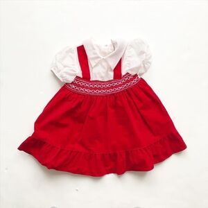 Vintage flocked top velvet skirt mix dress EUC 12-18 months